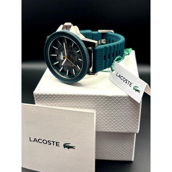 Lacoste Highkey 2011358 Men’s Green Silicone Strap Quartz Watch NIBWT - Picture 9 of 17